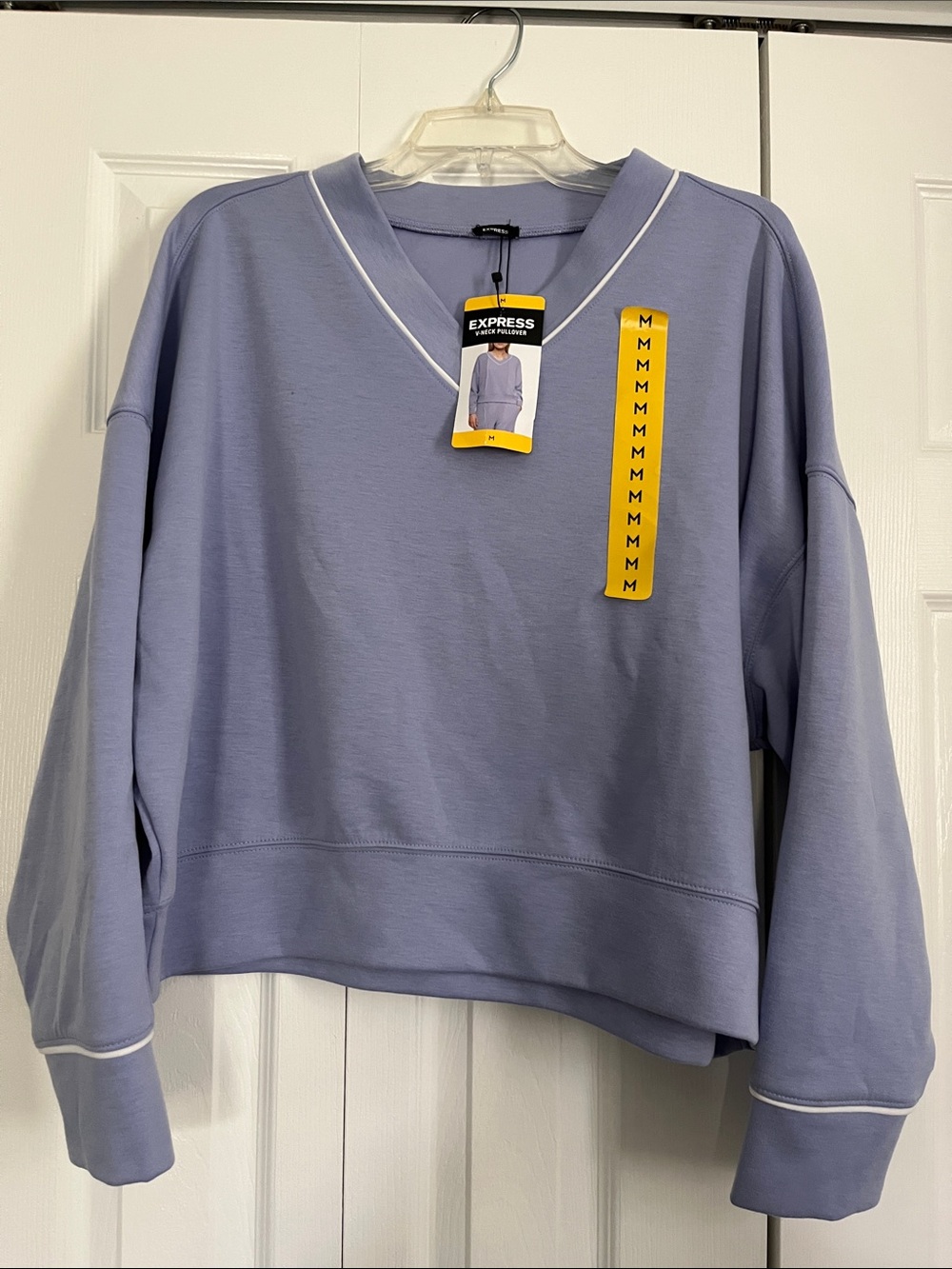 Express Lavender V-Neck Sweatshirt with White Trim